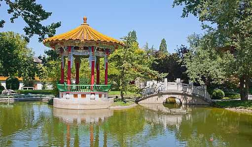 传统中国菜园园艺天空寺庙历史性晴天水池旅游宝塔文化建筑图片