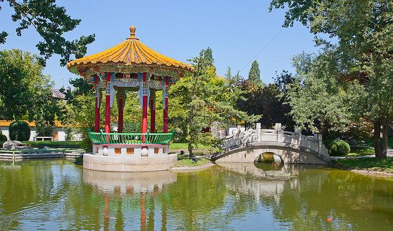 传统中国菜园园艺天空寺庙历史性晴天水池旅游宝塔文化建筑图片