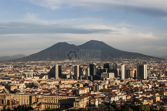 那那不勒斯建筑学游客全景旅行火山远景城市风景图片