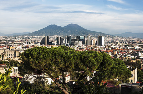 那那不勒斯旅行游客火山城市风景建筑学远景全景图片