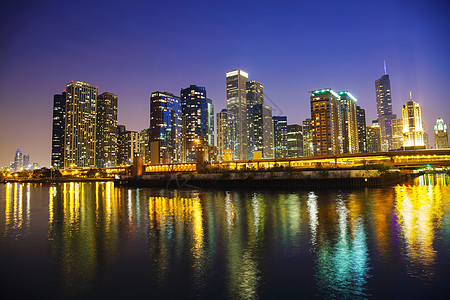 芝加哥市中心城市景色全景反射天空公园摩天大楼建筑学建筑图片