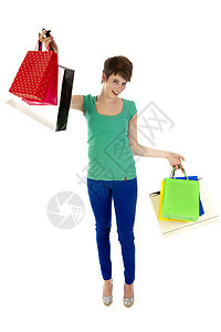 购物销售女性幸福零售消费者白色青少年学生女孩青年图片