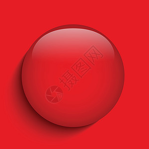 红色背景上的红色警报玻璃圈按钮圆圈反射网站艺术阴影互联网插图圆形玻璃塑料图片