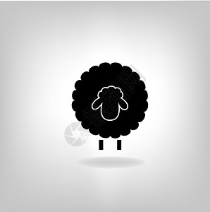 浅色背景的羊黑月亮家畜乡村内存卡通片农业哺乳动物农场黑色母羊动物图片