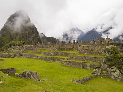 秘鲁的废墟历史性建筑马丘旅游拉丁石头历史游客考古学旅行图片