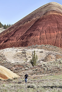 俄勒冈州沙漠编队纪念碑干旱火山沉淀丘陵刷子棕色图片