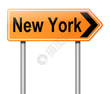 纽约标志指示牌橙子插图指挥邮政路标白色概念旅行图片