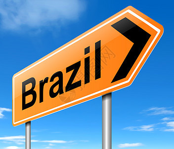 巴西标志国家天空地区旅行指示牌路标概念拉丁插图橙子图片