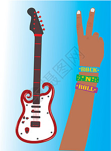 手举吉他矢量艺术插图乐器谐振手指电气草图协议音乐乐队夹子图片