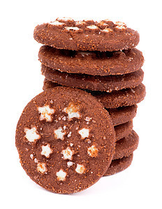 圣诞饼干巧克力片面包甜食烘焙糖粉白色饮食食物宏观棕色图片