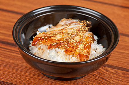 与大米盘子午餐教师餐厅大学食物食品营养鳗鱼空白背景图片