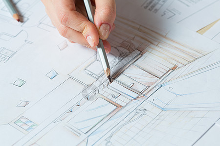 内部的手绘图示细节白色插图建筑学测量草稿建筑浴室住宅设计师蓝图图片