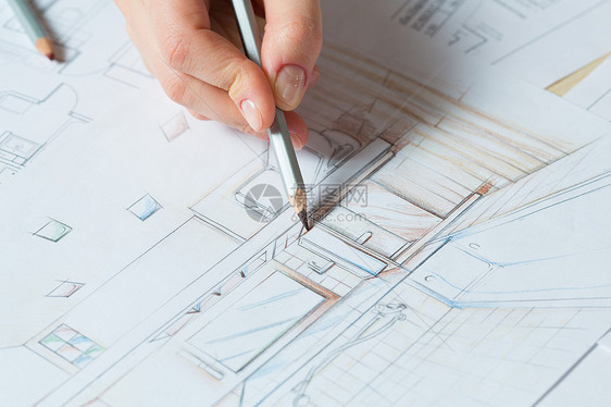 内部的手绘图示细节白色插图建筑学测量草稿建筑浴室住宅设计师蓝图图片