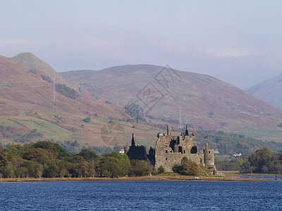 苏格兰Kilchurn城堡历史性高地反射世界地标外观废墟王国景点历史图片