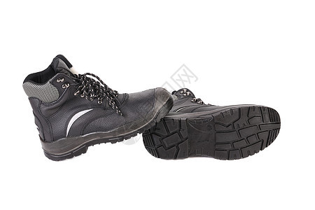 黑色男子的靴子和灰色酒吧跑步安全鞋带配件男性皮革旅游男人工人旅行图片