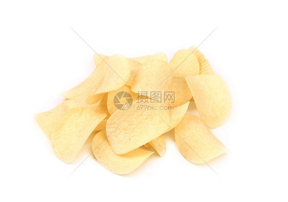土豆薯片盐渍黄色薯角波纹饼干白色饮食饱和色食物宏观图片