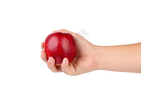 手握着红苹果果汁红色保健营养女士卫生食物圆圈白色饮食图片