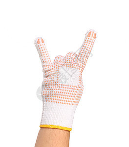 橡胶保护手套的手显示岩石标志工作服织物家庭衣服安全洗涤材料药品家务卫生图片