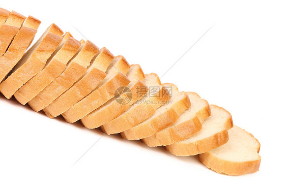 切片白面包脆皮工作室碳水白色面粉小麦面包批量棕色谷物图片