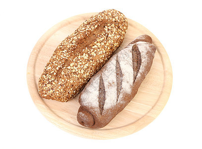 各种健康的面包饮食谷物用餐木头脆皮托盘面团厨房烹饪营养图片