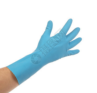 清洁用的乳胶蓝色手套图片