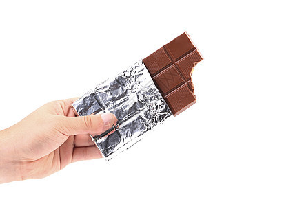 手握着一块巧克力的胶纸图片