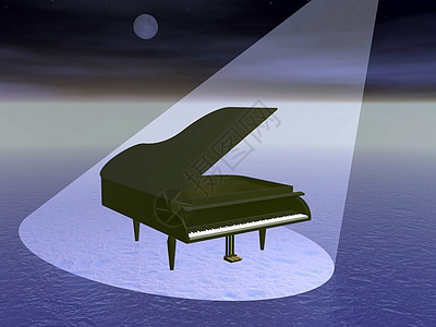 夜里大钢琴 - 3D制成图片