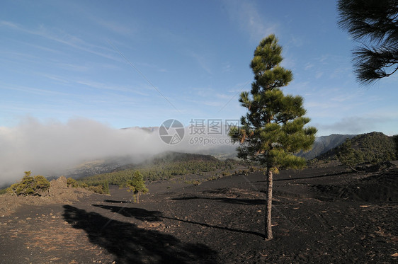 在白云上空蓝色庇护所山脉场景公园远足边界房屋草地高地图片