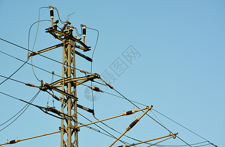 电线电缆电压活力蓝色天空电气力量图片