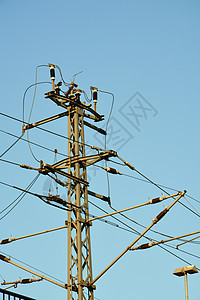 电线电缆天空电压活力蓝色电气力量图片