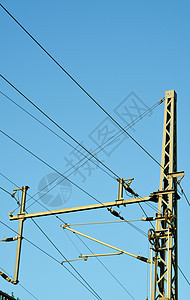 电线电缆力量电气天空活力蓝色电压图片