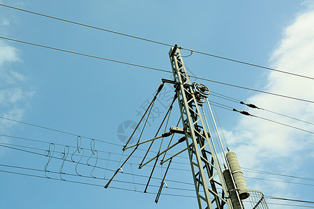 电线电缆天空电压活力力量电气蓝色图片
