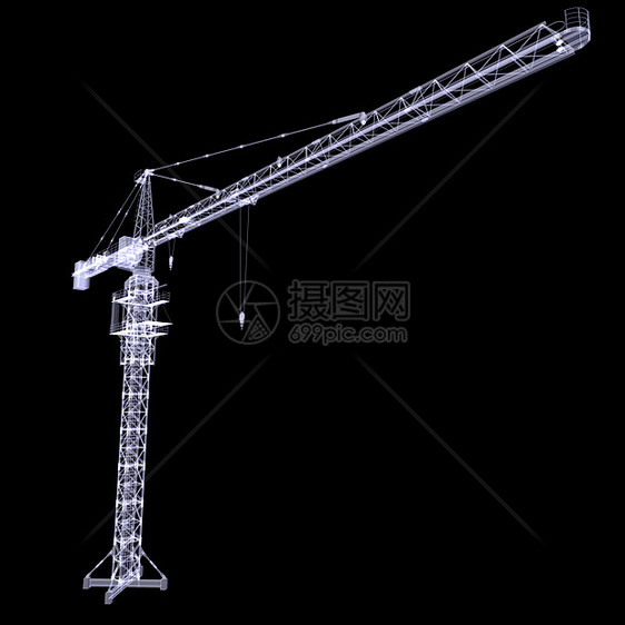 X光塔起重机重量蓝色绳索蓝图工程工作机器x射线电缆建筑学图片