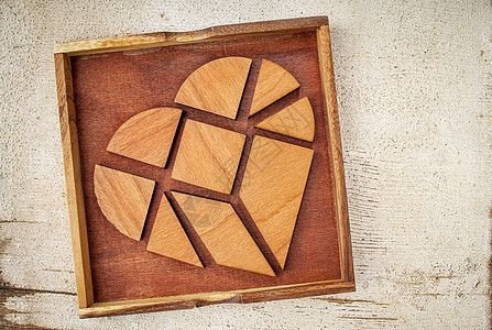 心碎木头正方形粮食三角形白色游戏盒子图片
