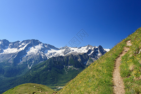 阿尔卑山人行道山脉高山运动花朵旅行假期冰川高度全景远足图片