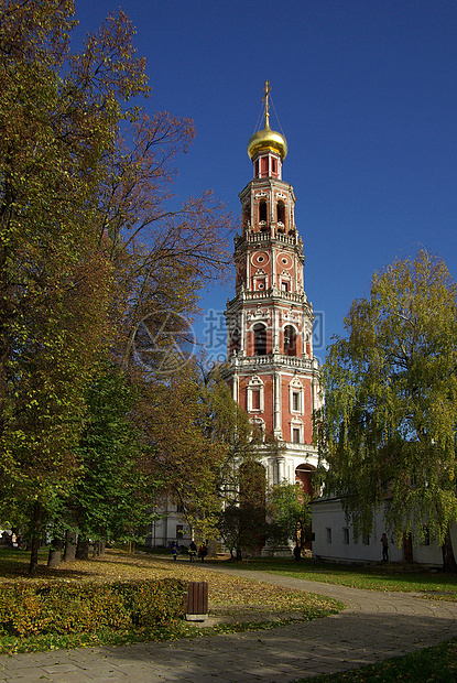 俄罗斯大修道院 诺沃德耶维奇修道院新圣女历史地标金子天空教堂国家大教堂天炉蓝色图片