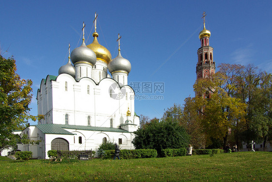 俄罗斯大修道院 诺沃德耶维奇修道院教会历史文化天空首都新圣女教堂地标建筑蓝色图片
