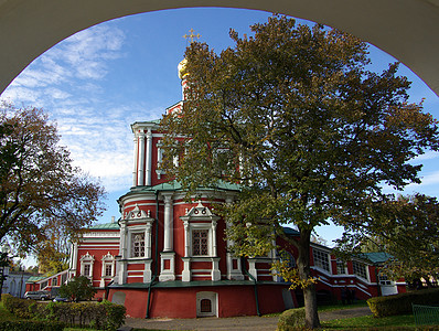 俄罗斯大修道院 诺沃德耶维奇修道院首都历史蓝色教堂城堡国家大教堂地标天空文化图片