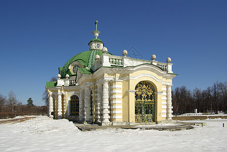 莫斯科Kuskovo庄园天空建筑学柱子房子住宅贵族旅行历史博物馆纪念碑图片