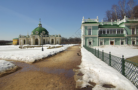 莫斯科Kuskovo庄园奢华住宅贵族大厦楼梯旅游建筑学柱子历史天空图片