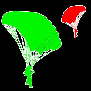 跳伞矢量它制作图案降落伞细绳伞兵天空跳伞员活动男人剪影血统插图图片