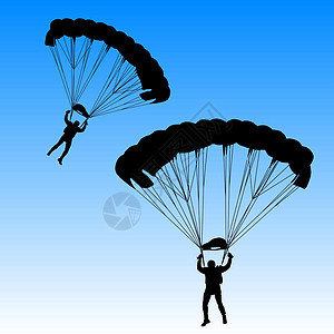 跳伞矢量它制作图案安全剪影收藏航空风险插图男人翅膀天空速度图片