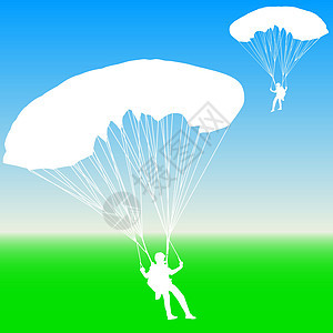 跳伞矢量它制作图案插图剪影天空活动安全危险航空伞兵降落伞细绳图片