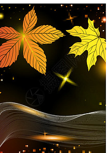 秋季背景摘要海报横幅板栗叶子漩涡辉光橡木装饰网络网站图片