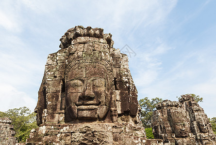 拜顿寺石面石脸高棉语旅行雕刻建筑废墟微笑石头岩石遗产建筑学图片