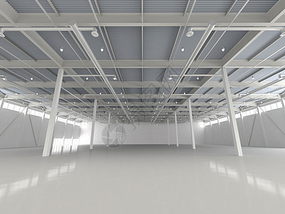 新的现代空空仓库库存安全窗户商业贮存水泥大厅工厂植物房间图片
