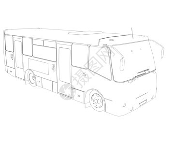 大巴士 电线框架小巴车轮技术汽车射线商业公共汽车工程草图绘画图片
