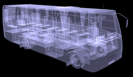 大巴士 X光车轮x射线运输车小巴公共汽车乘客运输x光机器绘画图片