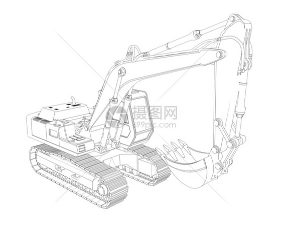 挖掘机 电线框架金属装载机推土机插图搬运工发动机蓝图工作建造机器图片