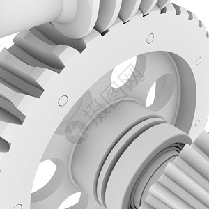 白轴 齿轮和轴承合作白色灰色车轮牙齿车削机械机器网络艺术图片